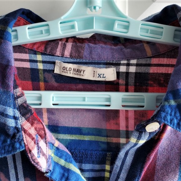 Upcycled Distressed Flannel Shirt With CHER Handcrafted Tee On Back - Picture 4 of 5